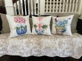 Hydrangea blue butterfly home decor pillow cover