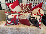 Alabama AL Football Roll Tide bubble letters Dorm room man cave pillow cover