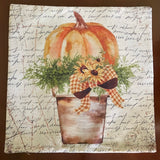 Flowerpot pumpkin with bow