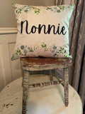 Custom grandparent pillow cover floral yellow wreath home decor coordinating patterns available
