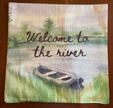 River boat camp aesthetic Welcome pillow cover