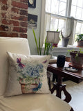 Hydrangea blue butterfly home decor pillow cover