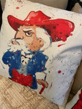 Mississippi MS Colonel Reb football watercolor dorm room man cave pillow cover
