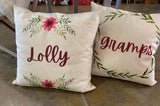Custom grandparent pillow cover floral yellow wreath home decor coordinating patterns available