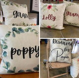 Custom grandparent pillow cover floral yellow wreath home decor coordinating patterns available