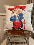 Mississippi MS Colonel Reb football watercolor dorm room man cave pillow cover