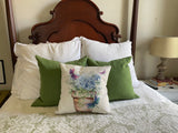 Hydrangea blue butterfly home decor pillow cover