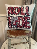 Alabama AL Football Roll Tide bubble letters Dorm room man cave pillow cover