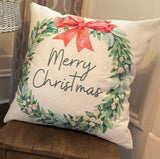 Christmas pillow cover mistletoe wreath home decor
