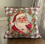 Santa wreath brown plaid