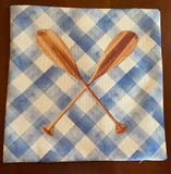 River Lake Beach Boat Oars for all the Vacation Homes Blue Plaid pillow cover Summer Camp Aesthetic