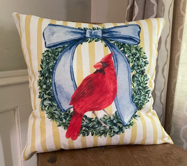 Red bird blue bow