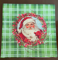 Santa wreath green plaid