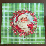 Santa wreath green plaid