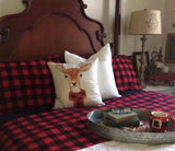Christmas Fall pillow cover Deer with red plaid scarf winter home decor