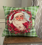 Santa wreath green plaid