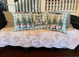 Christmas Pillow Cover Let it Snow green plaid home decor