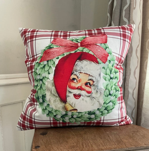 Santa red plaid wreath