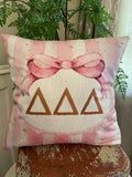 Sorority Dorm room Delta Delta Delta pink pillow cover original design