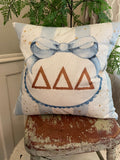 Sorority Dorm room Delta Delta Delta blue pillow cover original design
