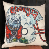 Georgia GA Football helmet hand drawn dorm room man cave decor pillow cover