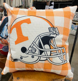 Tennessee TN football helmet with plaid dorm room man cave decor pillow cover