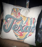 Texas TX state Boho blue pillow cover