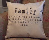 Family pillow cover loud crazy love home decor