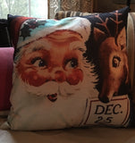 Christmas Santa pillow cover reindeer Dec 25 home decor
